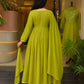 Rajwada Lime Green Cotton Blend Embroidered Kurta Set For Women