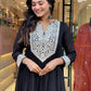 Rajwada Black Cotton Blend Embroidered Kurta Set For Women