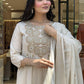 Rajwada White Cotton Blend Embroidered Kurta Set For Women