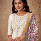 Rajwada Off White Embroidered Viscose Silk Stitched Kurta Salwar Set For Women