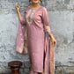 Rajwada Mauve Embroidered Viscose Silk Stitched Kurta Salwar Set For Women