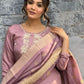 Rajwada Mauve Embroidered Viscose Silk Stitched Kurta Salwar Set For Women