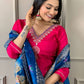 Rajwada Pink Embroidered Viscose Silk Stitched Kurta Salwar Set For Women