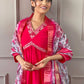 Rajwada Red Embroidered Viscose Silk Stitched Kurta Salwar Set For Women