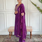 Rajwada Purple Embroidered Rayon Stitched Kurta Salwar Set For Women