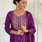 Rajwada Purple Embroidered Rayon Stitched Kurta Salwar Set For Women