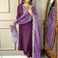 Rajwada Purple Embroidered Viscose Silk Stitched Kurta Salwar Set For Women