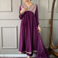 Rajwada Purple Embroidered Viscose Silk Stitched Kurta Salwar Set For Women