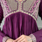 Rajwada Purple Embroidered Viscose Silk Stitched Kurta Salwar Set For Women