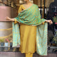 Rajwada Mustard Embroidered Cotton Blend Stitched Kurta Salwar Set For Women