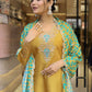 Rajwada Mustard Embroidered Cotton Blend Stitched Kurta Salwar Set For Women