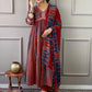 Rajwada Maroon Embroidered Cotton Blend Stitched Kurta Salwar Set For Women