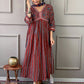 Rajwada Maroon Embroidered Cotton Blend Stitched Kurta Salwar Set For Women