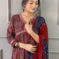 Rajwada Maroon Embroidered Cotton Blend Stitched Kurta Salwar Set For Women