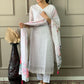 Rajwada White Embroidered Cotton Blend Stitched Kurta Salwar Set For Women