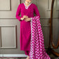 Rajwada Magenta Embroidered Viscose Silk Stitched Kurta Salwar Set For Women
