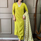 Rajwada Olive Embroidered Viscose Silk Stitched Kurta Salwar Set For Women