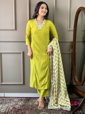 Rajwada Olive Embroidered Viscose Silk Stitched Kurta Salwar Set For Women