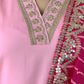 Rajwada Pink Embroidered Viscose Silk Stitched Kurta Salwar Set For Women
