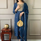 Rajwada Navy Blue Embroidered Rayon Stitched Kurta Salwar Set For Women