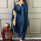 Rajwada Navy Blue Embroidered Rayon Stitched Kurta Salwar Set For Women