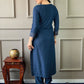 Rajwada Navy Blue Embroidered Rayon Stitched Kurta Salwar Set For Women