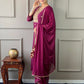 Rajwada Maroon Embroidered Rayon Stitched Kurta Salwar Set For Women
