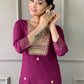Rajwada Maroon Embroidered Rayon Stitched Kurta Salwar Set For Women