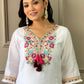 Rajwada White Embroidered Chanderi Silk Stitched Kurta Salwar Set For Women