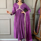 Rajwada Purple Embroidered Viscose Silk Stitched Kurta Salwar Set For Women