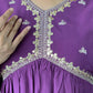 Rajwada Purple Embroidered Viscose Silk Stitched Kurta Salwar Set For Women