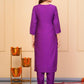 Rajwada Purple Viscose Embroidered Stitched Kurta Set For Women