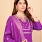 Rajwada Purple Viscose Embroidered Stitched Kurta Set For Women