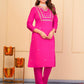 Rajwada Pink Viscose Embroidered Stitched Kurta Set For Women