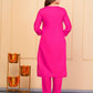Rajwada Pink Viscose Embroidered Stitched Kurta Set For Women