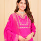 Rajwada Pink Viscose Embroidered Stitched Kurta Set For Women