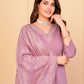Rajwada Lavender Viscose Embroidered Stitched Kurta Set For Women