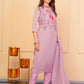 Rajwada Lavender Organza  Embroidered Stitched Kurta Set For Women