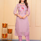 Rajwada Lavender Organza  Embroidered Stitched Kurta Set For Women