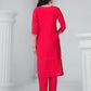 Rajwada Red Viscose Rayon Embroidered Stitched Kurta Set For Women