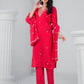 Rajwada Red Viscose Rayon Embroidered Stitched Kurta Set For Women