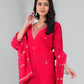 Rajwada Red Viscose Rayon Embroidered Stitched Kurta Set For Women