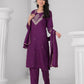 Rajwada Purple Viscose Rayon Embroidered Stitched Kurta Set For Women