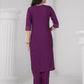 Rajwada Purple Viscose Rayon Embroidered Stitched Kurta Set For Women