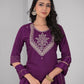 Rajwada Purple Viscose Rayon Embroidered Stitched Kurta Set For Women