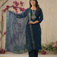 Rajwada Blue Viscose Rayon Embroidered Stitched Kurta Set For Women