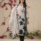 Rajwada Black & White Cotton Blend Printed Stitched Kurta Set For Women