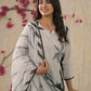 Rajwada Black & White Cotton Blend Printed Stitched Kurta Set For Women