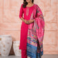 Rajwada Pink Viscose Rayon Embroidered Stitched Kurta Set For Women