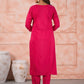 Rajwada Pink Viscose Rayon Embroidered Stitched Kurta Set For Women
